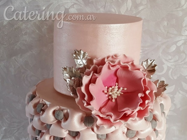 Torta de 15 rosa perlado